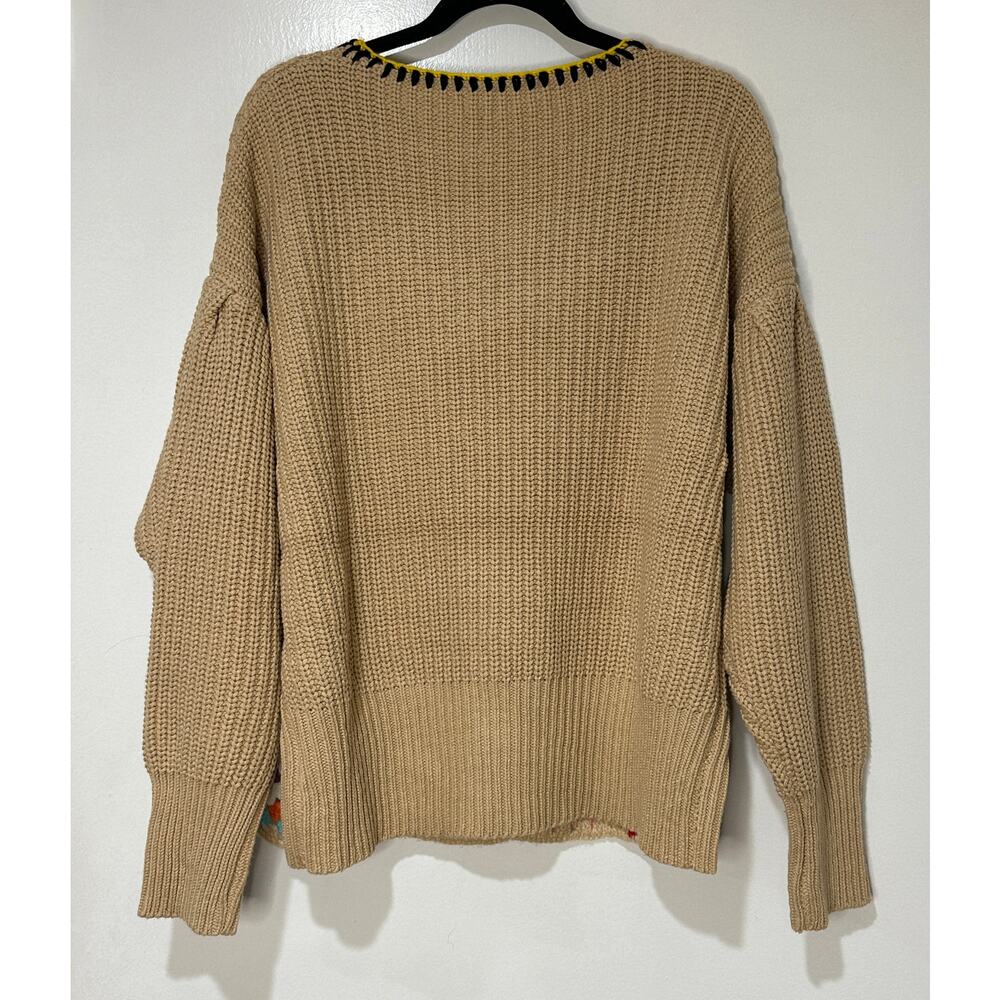 Blue Velvet Granny Square Knit Long Sleeve Sweater Mocha Multicolor Small NWT - Picture 9 of 15